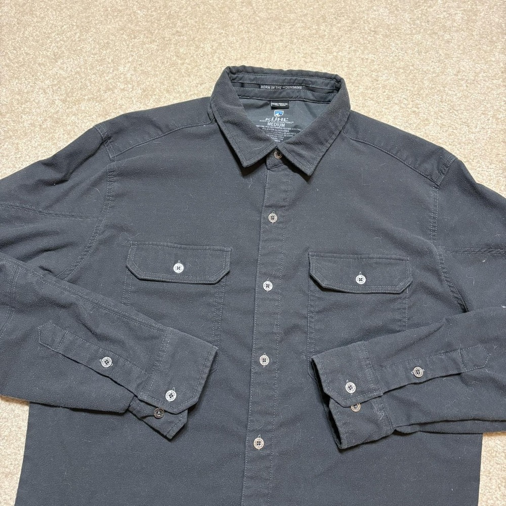 Kuhl Shirt Mens Medium Gray Solid Button Up Long Sleeve Stretch Outdoor Casual